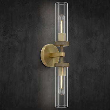 Liminous Brass knurled Wall Sconce Twin Bulb